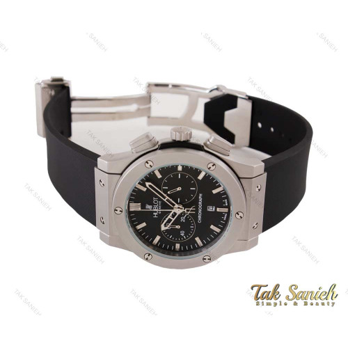 ساعت هابلوت مردانه سه موتوره طوسی مشکی Hublot-4060-G