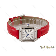 ساعت کارتیر دومونت زنانه بند چرم قرمز اسمال Cartier-4073-L ساعت کارتیر دومونت زنانه بند چرم قرمز اسمال Cartier-4073-L