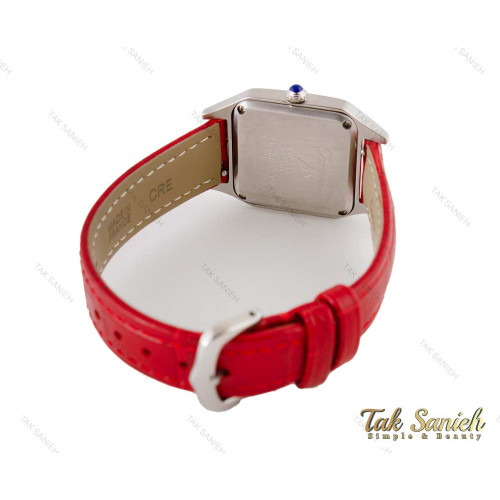 ساعت کارتیر دومونت زنانه بند چرم قرمز اسمال Cartier-4073-L ساعت کارتیر دومونت زنانه بند چرم قرمز اسمال Cartier-4073-L