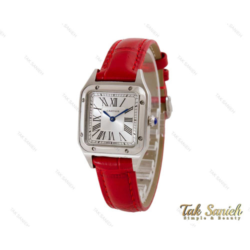 ساعت کارتیر دومونت زنانه بند چرم قرمز اسمال Cartier-4073-L ساعت کارتیر دومونت زنانه بند چرم قرمز اسمال Cartier-4073-L