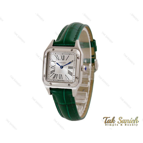 ساعت کارتیر سانتوس دومونت زنانه بند چرم سبز Cartier-4074-L