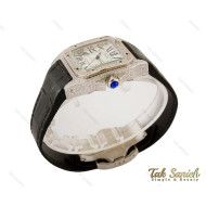 ساعت کارتیر سانتوس زنانه نگین دار بندچرم مشکی Cartier-4081-L ساعت کارتیر سانتوس زنانه نگین دار بندچرم مشکی Cartier-4081-L