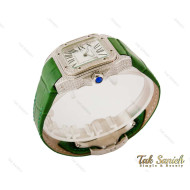 ساعت کارتیر زنانه دورنگین بند چرم سبز Cartier-4082-L ساعت کارتیر زنانه دورنگین بند چرم سبز Cartier-4082-L