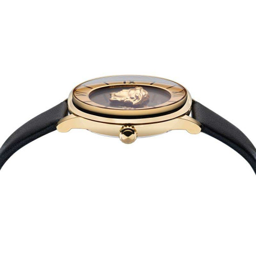 ساعت ورساچه زنانه طلایی بند چرم مشکی Versace-4774-L ساعت ورساچه زنانه طلایی بند چرم مشکی Versace-4774-L