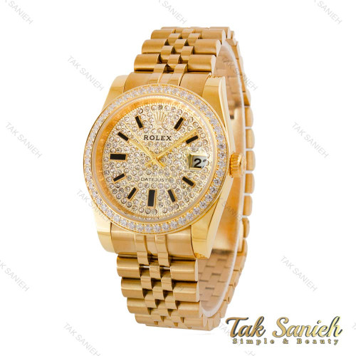 ساعت رولکس طلایی مردانه صفحه فول نگین Rolex-4792-G