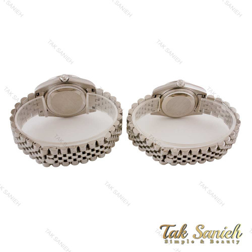 ساعت ست رولکس دیت جاست صفحه فول نگین نقره ای Rolex-4794-S