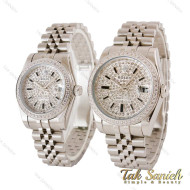 ساعت ست رولکس دیت جاست صفحه فول نگین نقره ای Rolex-4794-S
