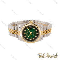 ساعت رولکس دیت جاست مردانه دورنگ طلایی صفحه سبز مشکی Rolex-4797-G