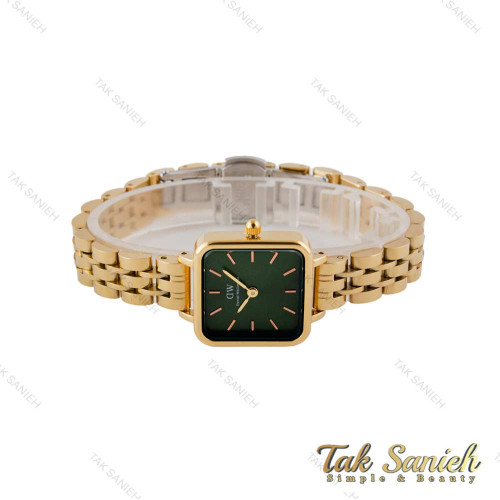 ساعت DW زنانه مربعی بند فلزی طلایی صفحه سبز DW-4814-L