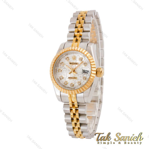 ساعت رولکس زنانه دورنگ طلایی صفحه طرح دار Rolex-4865-L ساعت رولکس زنانه دورنگ طلایی صفحه طرح دار Rolex-4865-L