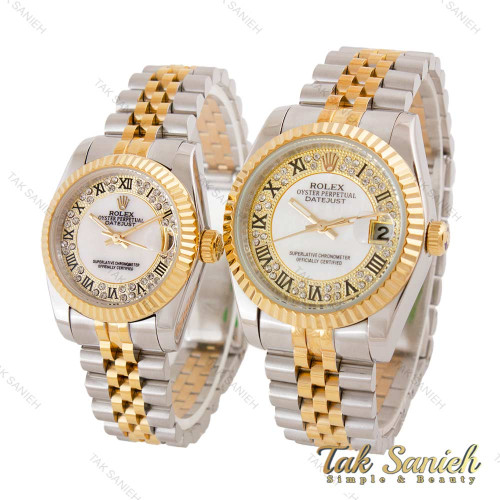 ساعت رولکس ست دورنگ طلایی صفحه نگین اعداد رومی Rolex-4869-S ساعت رولکس ست دورنگ طلایی صفحه نگین اعداد رومی Rolex-4869-S