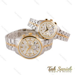 ساعت سیکو VIP ست سه موتوره دورنگ طلایی صفحه سفید Seiko-4876-S
