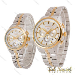 ساعت سیکو VIP ست سه موتوره دورنگ طلایی صفحه سفید Seiko-4876-S