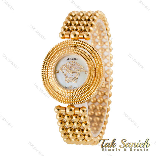 ساعت ورساچه طلایی زنانه صفحه سفید چرخان Versace-4878-L