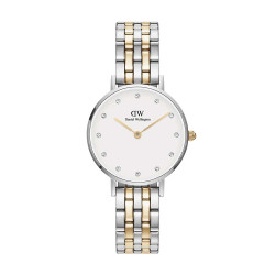 ساعت دنیل ولینگتون زنانه دورنگ طلایی ایندکس نگین بند فلزی DW-4910-L