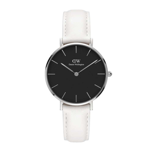 ساعت DW زنانه بند چرم سفید نقره ای صفحه مشکی مدیوم DW-4914-32-L ساعت DW زنانه بند چرم سفید نقره ای صفحه مشکی مدیوم DW-4914-32-L