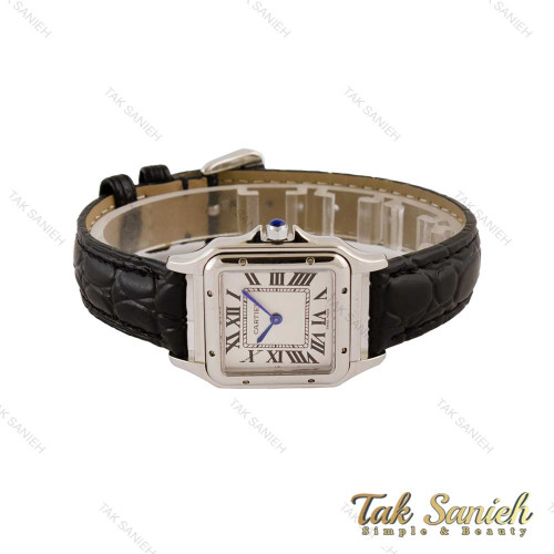 ساعت کارتیر سانتوس دومونت زنانه سیلور بند چرم مشکی Cartier-4935-L ساعت کارتیر سانتوس دومونت زنانه سیلور بند چرم مشکی Cartier-4935-L