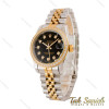 ساعت رولکس زنانه دورنگ طلایی صفحه مشکی دورنگین Rolex-5403-L