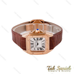 ساعت کارتیر سانتوس زنانه رزگلد بند چرم قهوه ای Cartier-4965-L ساعت کارتیر سانتوس زنانه رزگلد بند چرم قهوه ای Cartier-4965-L