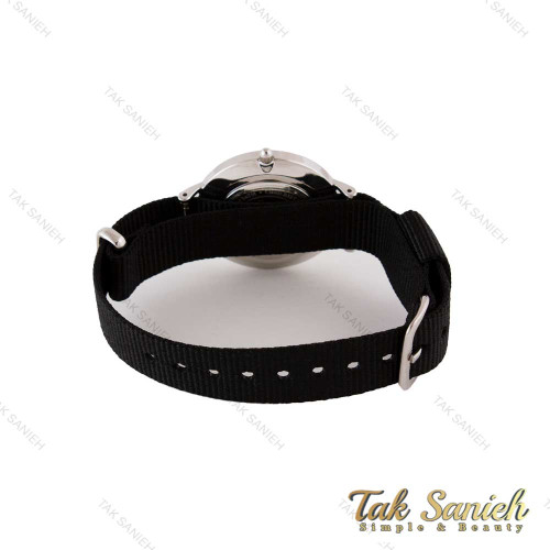 ساعت دنیل ولینگتون زنانه نقره ای صفحه مشکی بند برزنت مشکی DW-4971-L