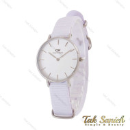 ساعت دنیل ولینگتون زنانه نقره ای بند برزنت سفید DW-4985-L