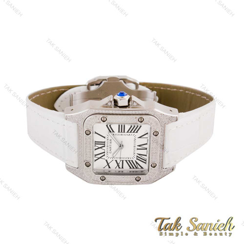 ساعت کارتیر سانتوس زنانه فول نگین سفید Cartier-4596-G