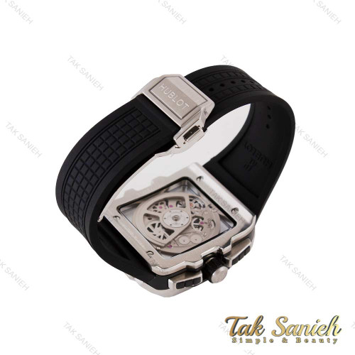 ساعت هابلوت مردانه مربعی قاب سیلور بند مشکی پشت شیشه ای Hublot-4995-G ساعت هابلوت مردانه مربعی قاب سیلور بند مشکی پشت شیشه ای Hublot-4995-G