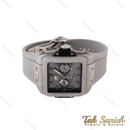 ساعت هابلوت مردانه مربعی سه موتوره طوسی پشت شیشه ای Hublot-4997-G