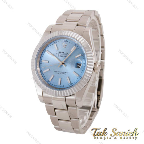 ساعت رولکس مردانه دیت جاست 2 نقره ای صفحه آبی Rolex-5006-G