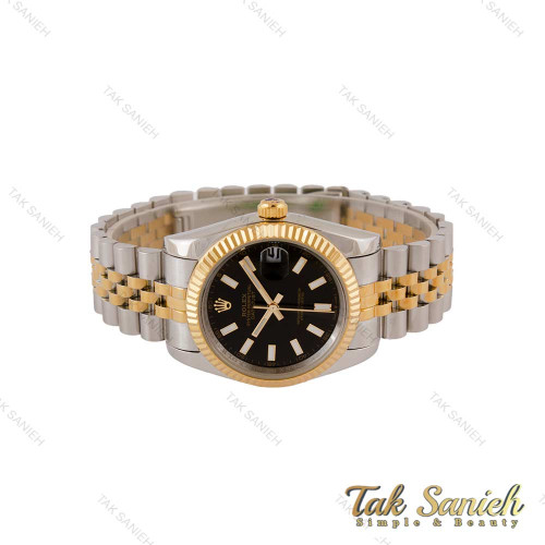 ساعت رولکس مردانه دورنگ طلایی صفحه مشکی ایندکس خطی Rolex-5019-G ساعت رولکس مردانه دورنگ طلایی صفحه مشکی ایندکس خطی Rolex-5019-G