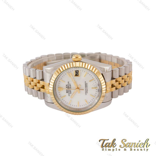ساعت رولکس مردانه دورنگ طلایی صفحه سفید صدفی ایندکس خطی Rolex-5025-G ساعت رولکس مردانه دورنگ طلایی صفحه سفید صدفی ایندکس خطی Rolex-5025-G