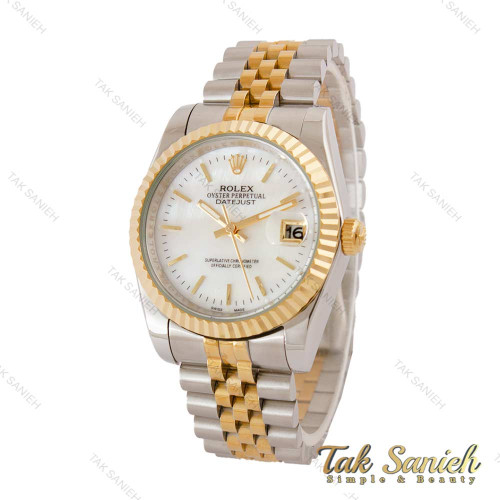 ساعت رولکس مردانه دورنگ طلایی صفحه سفید صدفی ایندکس خطی Rolex-5025-G ساعت رولکس مردانه دورنگ طلایی صفحه سفید صدفی ایندکس خطی Rolex-5025-G