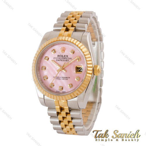 ساعت رولکس مردانه دورنگ طلایی صفحه صورتی ایندکس نگین Rolex-5026-G ساعت رولکس مردانه دورنگ طلایی صفحه صورتی ایندکس نگین Rolex-5026-G