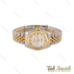 ساعت رولکس زنانه دو رنگ طلایی صفحه طرح دار ایندکس نگین Rolex-5030-M-L ساعت رولکس زنانه دو رنگ طلایی صفحه طرح دار ایندکس نگین Rolex-5030-M-L