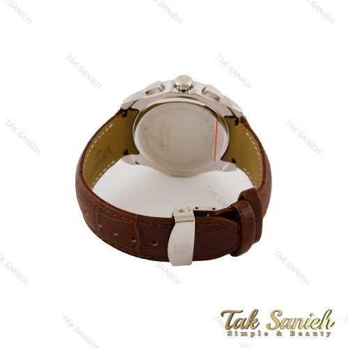 ساعت تیسوت مردانه 1853 سه موتوره بند چرم قهوه ای صفحه سفید Tissot-5049-G