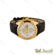 ساعت تیسوت 1853 مردانه بند چرم مشکی قاب طلایی دو تقویمه Tissot-5050-G
