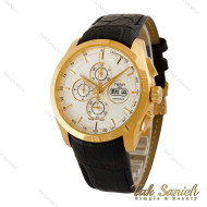 ساعت تیسوت 1853 مردانه بند چرم مشکی قاب طلایی دو تقویمه Tissot-5050-G