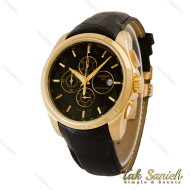 ساعت تیسوت 1853 مردانه سه موتوره طلایی بند چرم مشکی Tissot-5051-G