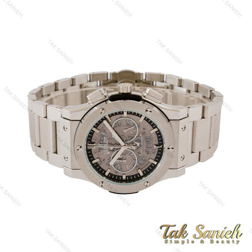 ساعت هابلوت مردانه سه موتوره بند استیل صفحه اسکلتون Hublot-5097-G