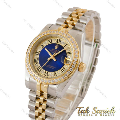 ساعت رولکس زنانه دورنگ طلایی دورنگین ایندکس یونانی صفحه آبی Rolex-5121-M-L ساعت رولکس زنانه دورنگ طلایی دورنگین ایندکس یونانی صفحه آبی Rolex-5121-M-L