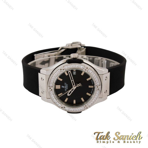 ساعت هابلوت زنانه دور نگین نقره ای مشکی Hublot-5127-L ساعت هابلوت زنانه دور نگین نقره ای مشکی Hublot-5127-L