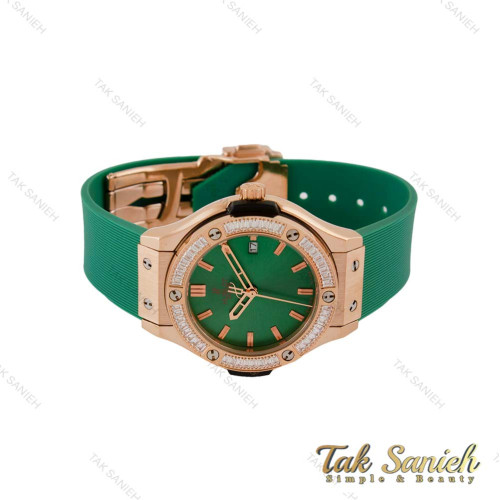 ساعت هابلوت زنانه دورنگین سبز قاب رزگلد Hublot-5135-L ساعت هابلوت زنانه دورنگین سبز قاب رزگلد Hublot-5135-L
