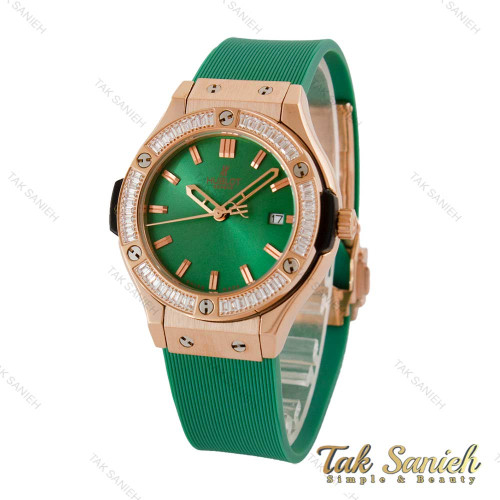 ساعت هابلوت زنانه دورنگین سبز قاب رزگلد Hublot-5135-L ساعت هابلوت زنانه دورنگین سبز قاب رزگلد Hublot-5135-L