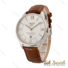 ساعت تیسوت مردانه بند چرم نقره ای صفحه سفید Tissot-5137-G