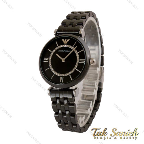 ساعت امپریو آرمانی زنانه سرامیکی مشکی طرح خورشید Armani-5144-L