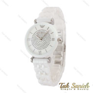 ساعت امپریو آرمانی زنانه سرامیکی سفید صفحه نگین Armani-5150-L