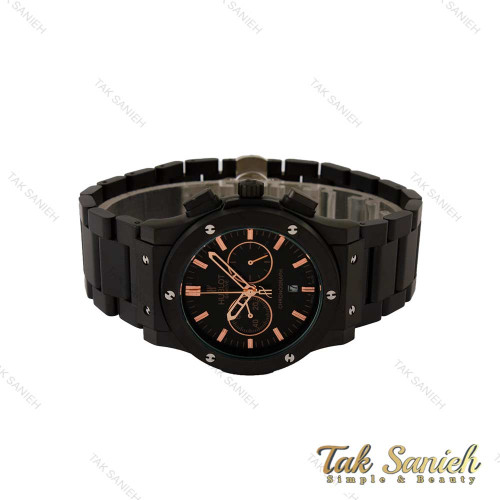 ساعت هابلوت مردانه سه موتوره بند استیل فول مشکی ایندکس رزگلد Hublot-5153-L