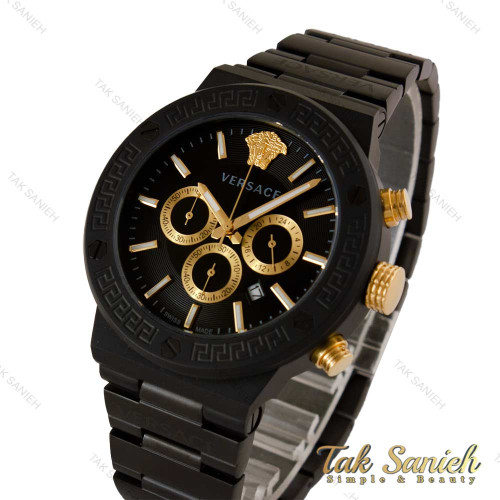 ساعت ورساچه Greca مردانه سه موتوره مشکی طلایی Versace-5175-G