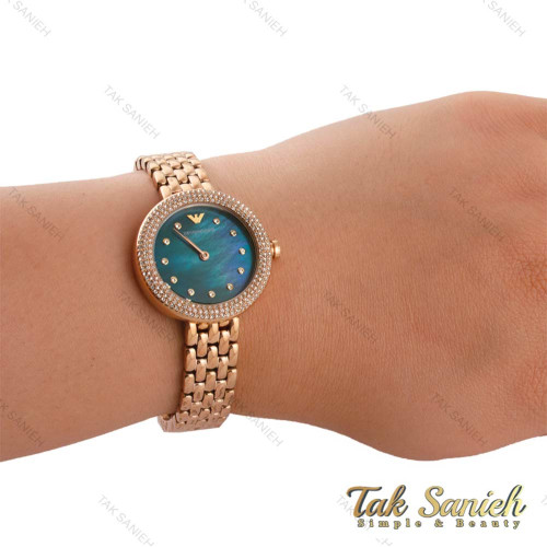 ساعت امپریو آرمانی زنانه دورنگین رزگلد صفحه سبز Armani-5179-L ساعت امپریو آرمانی زنانه دورنگین رزگلد صفحه سبز Armani-5179-L