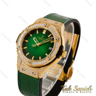 ساعت هابلوت زنانه طلایی سبز فول نگین Hublot-5228-L ساعت هابلوت زنانه طلایی سبز فول نگین Hublot-5228-L